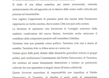Benigni, Longo e Valentino (Pd): “Taormina Arte non possiede colore politico e non è merce di scambio”