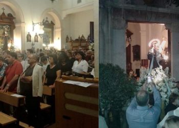 Taormina. Festa di S. Antonio con numerosi fedeli. Dopo la Santa Messa, la processione del Simulacro