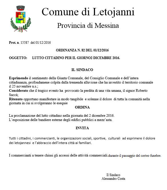 I funerali di Roberto Saccà il 2/12 alle 15 nella Chiesa di S. Giuseppe di Letojanni