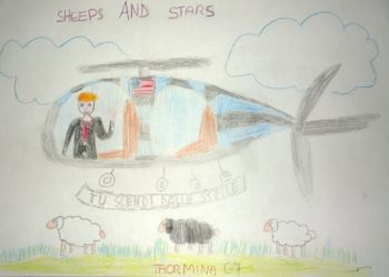 Taormina. Ecco come i bambini vedono il G7. Nel disegno di Donatella Fichera (9 anni): “Pecore e stelle”