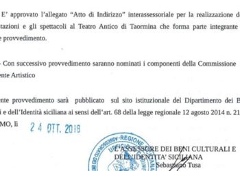 Taormina. Concessione del Teatro Antico per gli spettacoli del triennio 2019-2021: decreto dell’assessore regionale