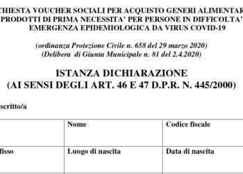 Coronavirus. Taormina. Voucher per l’acquisto di generi alimentari: ecco il modulo da scaricare e presentare