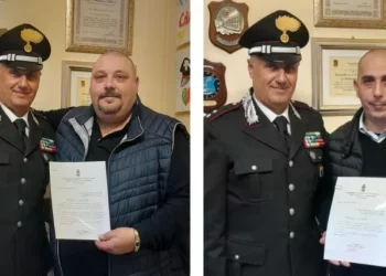 Cc Taormina. Pergamene di apprezzamento alle guardie giurate Sebastiano Scuderi e Fabio Laganà